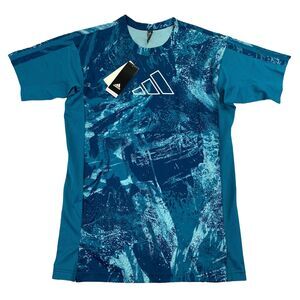 Adidas Mens Loose Fit Ball For The Oceans 365 Basketball Crewneck T-Shirt Blue S